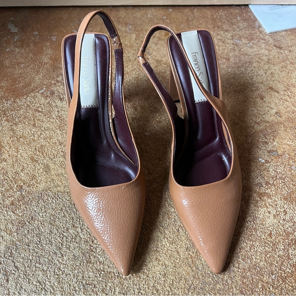 Franco Sarto Averie Slingback Pointed Toe Pumps in Toffee Nude